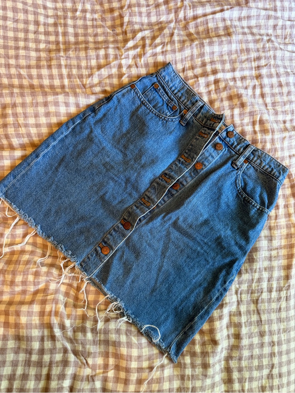 Madewell Blue Button-Front Denim Mini Skirt